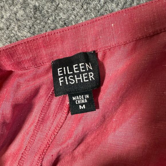 Eileen Fisher Pants Womens Medium Pink Salmon Linen Cropped Tapered Normcore - Picture 8 of 8